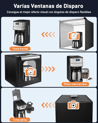 DUCLUS Profesional Caja deLuz 100cm Kit de Fotografía Profesional, 10500LM Luces LED CRI>96 / Regulador Continuo/Paneles de Luz 360° Ajustables / 4 Fondos en PP Mate para Fotografía de Producto - imagen 5