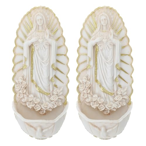 UKCOCO 2 Pièces Guadalupe Bénitier Décoration Murale Bénitier Décor Catholique Porte-eau Bénitier Ornement Pour Mur