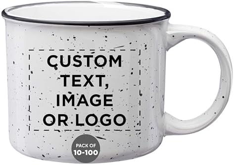 DISCOUNT PROMOS Custom Ceramic Campfire Coffee Mugs 13 oz. Set of...