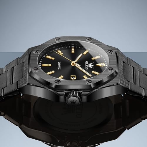 OLEVS Mens Analog Watch Stainless Steel Easy Read Waterproof Luminous Casual Luxury Watches