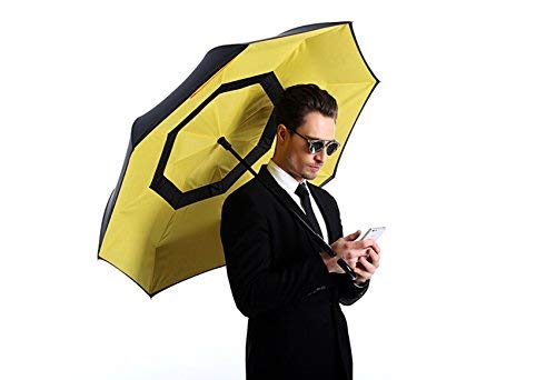 Preisvergleich Produktbild GONGFF Regenschirm Kreative Freisprecheinrichtung Reverse Umbrella Doppelschicht Bratpfanne Sonnenschirm Nutzfahrzeuge Regenschirm Sonnenschirm