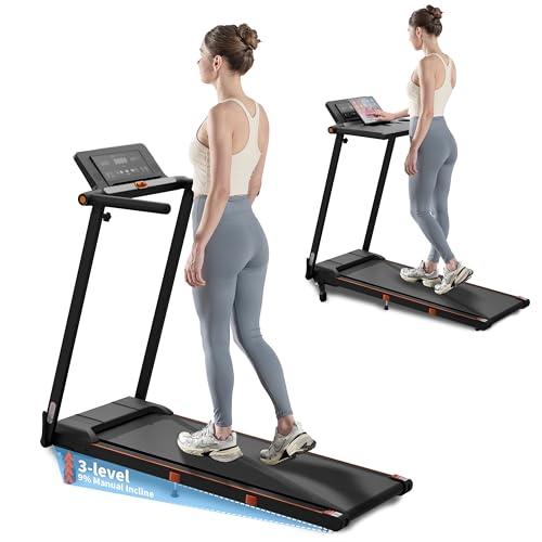 Image of Walking Pad Treadmill with Incline, 3 in 1 Under Desk Portable Folding Treadmill for Home /Office,3.0HP Small Walking Pad with Removable Desk Workstation & Handle 300 Lbs Capacity, 0.6-8.0MPH