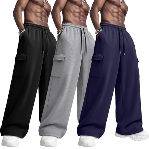 Neer Men's Baggy Cargo Sweatpants (3-Pack)