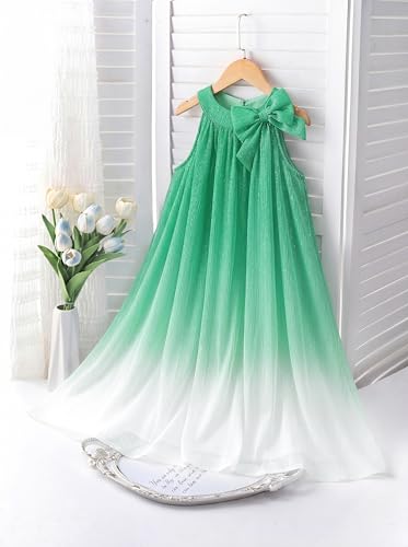 NIUSC Summer Dresses for Girls Halter Chiffon Dress Tween Ombre Blingbling Fancy Beach Sundress Kids Cute Wedding Birthday Party Princess Outfit, Green, 9-10 Year — view 3
