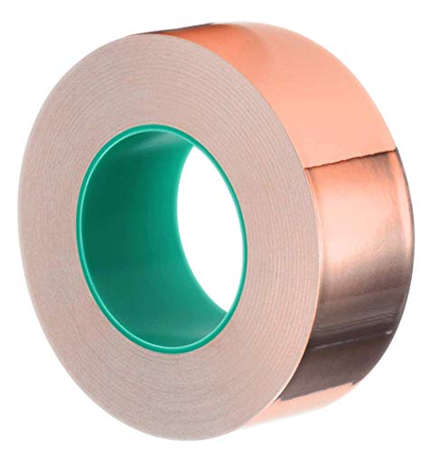 Copper Foil Tape 1.18in x 27yd x 2.36mil, Double-Sided Conductive Industrial Adhesive Tapes for Guitar and EMI Shielding, Sealing Metal Duct, Repair/Welding Paper Circuit, Slug Repellent,Stained Glass