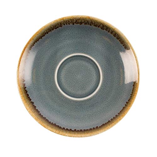 Olympia Kiln Ocean Espresso Coffee Saucer Set (Pack of 6), Ocean Blue, Porcelain, Size: 115(Dia) mm/4.5 inch - Dishwasher & Microwave Safe, GP345