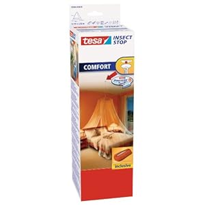 tesa Insect Stop Comfort Witte Klamboe voor tweepersoonsbed, met reistas – Muggennet – Muskietennet met kleefhaak…