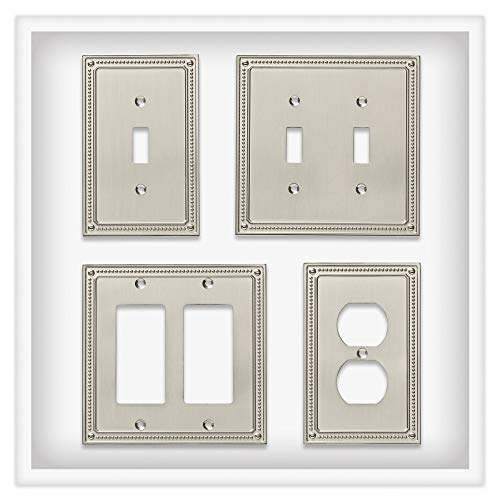 Franklin Brass W35061-Sn-C Classic Beaded Double Switch Wall Plate/Switch Plate/Cover, Satin Nickel #TOP3