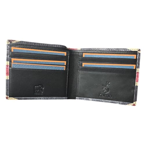 Porte-cartes en cuir 8 emplacements blocage RFID taille L multicolore