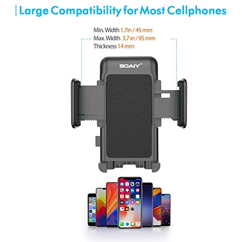 SOAIY 3-in-1 Cigarette Lighter Car Mount + Voltage Detector (Not for Center Console & Window), Dual USB 3.1A Charger with Adjust Gooseneck & 360° Rotating Car Mount Cradle for 1.7-3.7inch Width Phones