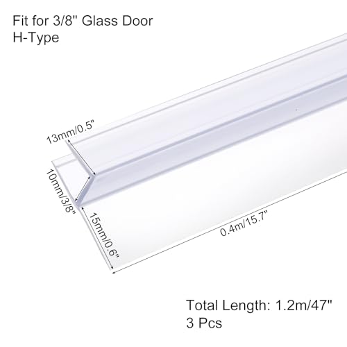 uxcell Shower Door Side Seal, H-Type Shower Door Sweep for 3/8" Glass 47" Long (15.7" x 3 Pcs), 3 Section Segmented Frameless Glass Door Seal Strip, Stop Shower Leaks, Clear by uxcell - Image 2