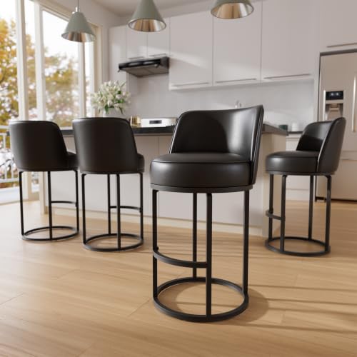 Image of Ollega 26 inch Black Counter Height Bar Stools Set of 4, Anti-Pinch Swivel