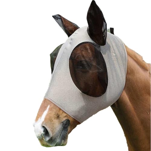 EIHI 1 Pièce Argenté masque anti mouche cheval, masque cheval, masques anti-mouches d'équitation, masque anti mouche poney, masque a mouche cheval