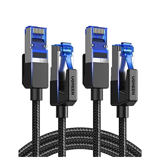 UGREEN Pacote com 2 cabos Ethernet Cat8 (1,8 m + 1,8 m) trançado de alta velocidade 26 AWG Cat 8 cabo de rede LAN 40 Gbps 2000 MHz blindado cabo RJ45 resistente compatível com computadores de jogos, P