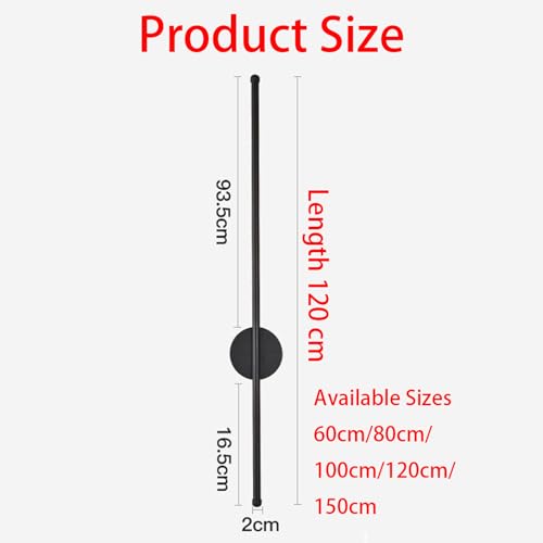 Aplique de pared interior de metal y acrílico negro de 100cm LED 4