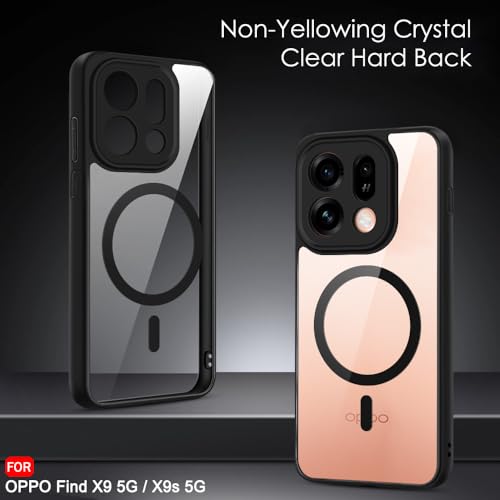 Image of TheGiftKart Hybrid Shockproof Back Cover Case for Oppo Find X9 5G / X9s 5G Compatible with MagSafe | Camera Protection Module | Hard Back Cover Case (PC & TPU, Transparent Clear Back, Black Sides)