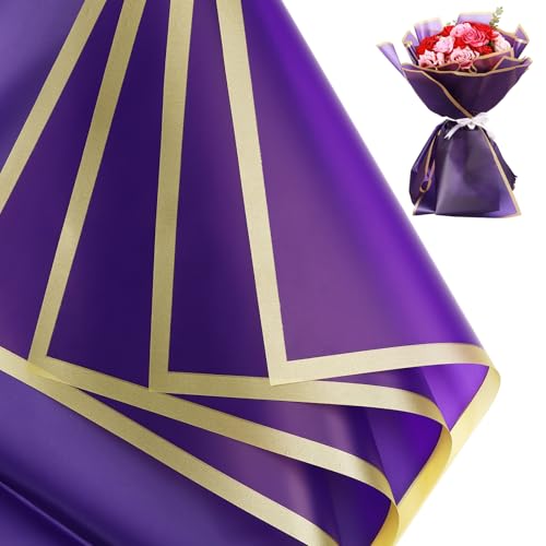 woric 25 Sheets Purple Flower Bouquet Wrapping Paper