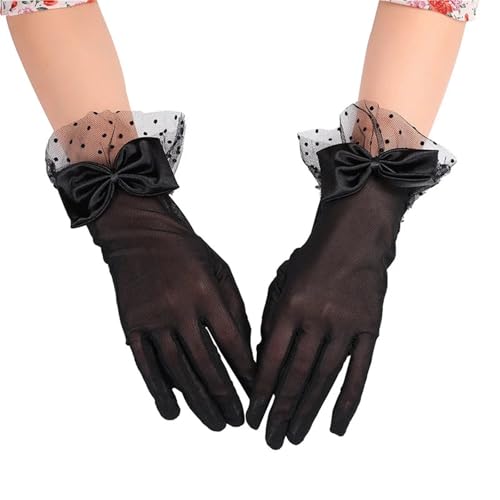 Guantes de tul transparentes negros sexy guantes cortos de malla verano para baile de etiqueta