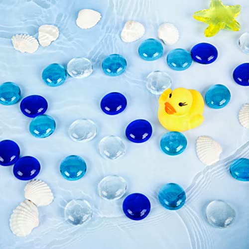 Domestar 200Pcs Blue Mixed Flat Glass Marbles,1.8Lb Flat Glass Beads Dazzing Glass Pebble For Vase Filler Gems Fish Tank Rocks Wedding Garden Table Scatters Home Decor #TOP4