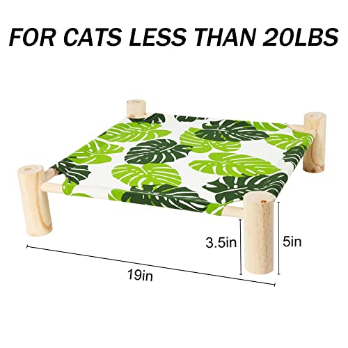 Patas Lague Cat And Dog Hammock Bed Small Dog Bed, Wooden Cat Elevated Cooling Outdoor Bed For Summer, Cat Beds For Indoor Cats, Cat Cots Furniture Pet Bed Puppy Bed(Monstera Leaf) #TOP3
