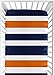 Sweet Jojo Designs Fitted Crib Sheet for Modern Navy Blue and Orange Stripe Baby/Toddler Bedding - Stripe Print