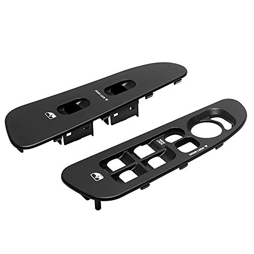 BASIKER Driver and Passenger Black Door Window Switch Panel Bezel for 2002 to 2010 Dodge Ram 1500 2500 3500 Front Right and Left Window Button Border Trim
