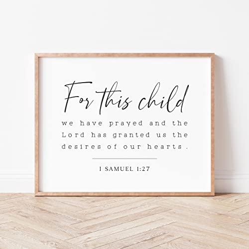 Image of NATVVA For this Child We Have Prayed Sign Prints Poster Wall Decor Canvas Art Prints Painting Picture Artwork Christian Home Nursery Baby Girl Room Decoration No Frame