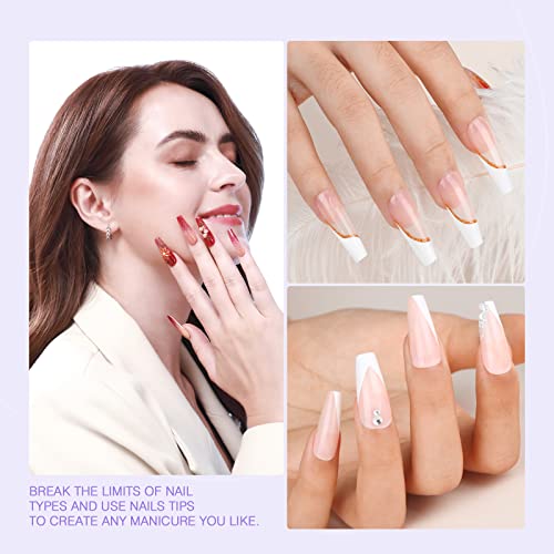 SAVILAND Gel Nail Kit - Starter Gel Nail Kit With Upgraded Nail Lamp Nail Extension Set 500 Pcs Long Coffin Nail Tips and 0.5oz Super Strong Nail Glue Gels Acrylic Nail Kit Easy Nail Art Home Salon