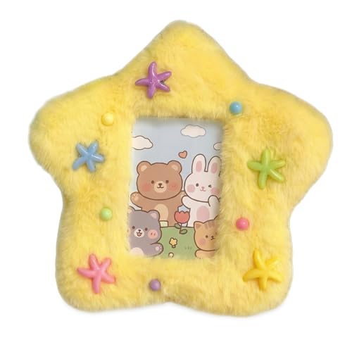 Star Plush Kpop Photo card Holder, Photocard Holder Keychain, Keychain Pendant Fits 3.5Inches K-pop Photocards/IDs/Credit Cards, Cute Decoration Gift for Idol ID Card Student Worker Bag Charm