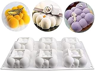 Bubble Cloud Cake Moulds Jelly Mould Square Mould Cakesicles Silicone Mould 3D Cloud Candles Dessert Molds for Chocolate Truffle Muffin Pudding Ice Cream Bombe 6 Cavities