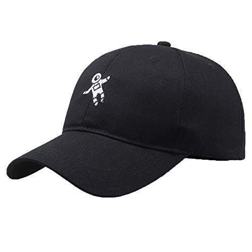 Unbekannt Cuffia da Baseball Unisex alla Moda, con Motivo Astronauta, Stile Hip Hop, Cappello da Baseball Regolabile, Nero, Taglia Unica