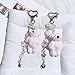 ZEPFJHE Fashionable Beaded Bear Plush Keychain Colorful Animal Bag Pendant Backpack Hanging Accessory for Girls and