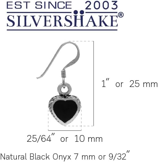 Silvershake Inlay Heart Shape Natural or Created Stones 925 Sterling Silver Petite Dangle Hook Earrings Casual Jewelry for Teens Women