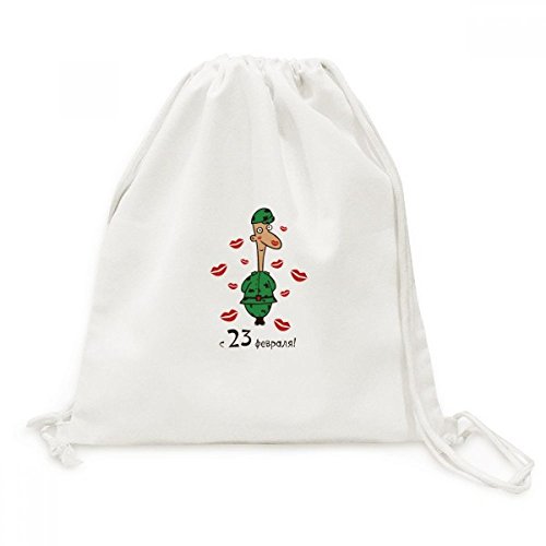 Sac à cordon Russie Baiser Homme Soldat grand sac de sport en toile souple
