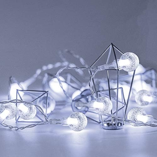  Globe String Lights Battery Operated 1 Pack 26.2FT 60 LED Cool White Water Proof Globe Crystal Ball Outdoor String Lights with Remote Control for Home, Patio,Party, Christmas, Garden