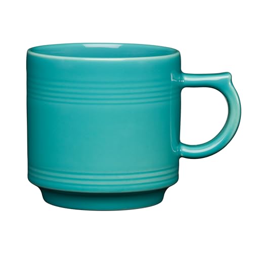 Fiesta® 16oz Stackable Mug – Durable Ceramic, Lead-Safe, Dishwasher/Microwave/Oven Safe – Made in USA - Turquoise