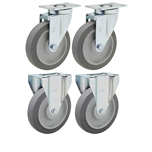 Kit de repuesto de rueda para Rubbermaid | Juego de 4 | goma sin marcas de 5 pulgadas para carritos y camiones Rubbermaid 4600 y 4700 Series