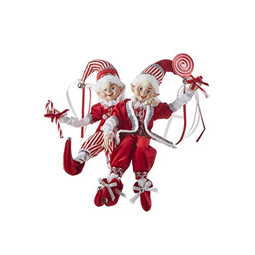 RAZ Imports 2021 Peppermint Parlor - Figura de Elfo posable de 16 Pulgadas, Surtido de 2 Rojos