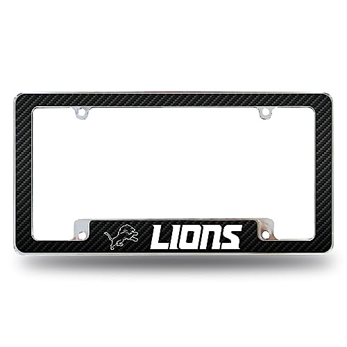 Rico Industries NFL Detroit Lions Black 12 x 6 Chrome All Over Automotive License Plate Frame for Car/Truck/SUV