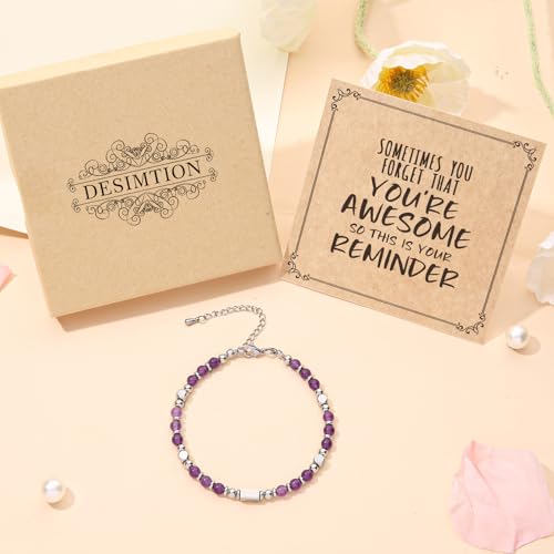 Image of Desimtion Healing Natural Stone Bracelets for Women Girls, Sometimes You Forget You're Awesome -Christmas Gifts for Women Teen Girls, Best Friend Birthday Gifts for Women Friendship Bracelets