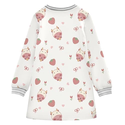 Cow and Berry Girls Dresses Long Sleeve Sweatshirt Dress for Girls Winter Toddler Casual A Line Dresses Size 2-8T2