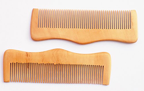 Peine de Madera de neem Hecho a Mano (Set-2)  Anti caspa, Ideal para el Cuero cabelludo y la Salud del Cabello