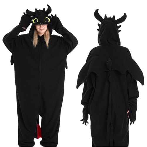 Teahain Adult Onesie Animal Pajamas Unisex Cute Sleepwear Halloween Party Cosplay Costumes (Black Small)