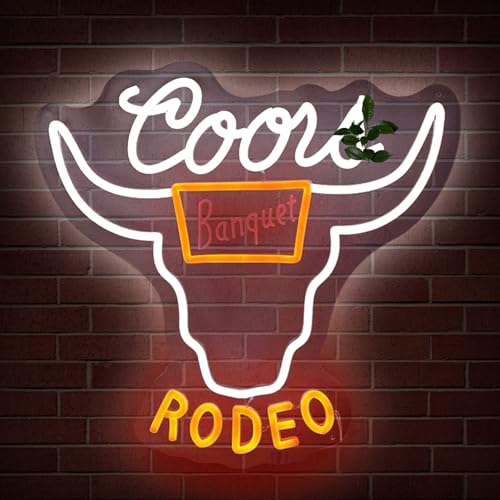 ADS JIE Western Decor Cowboy Neon Sign - 9 Brightness Adjustments Usb Powered, Cow Skull Light, Sign Beer, Bar Club Bull Led Wall Decor