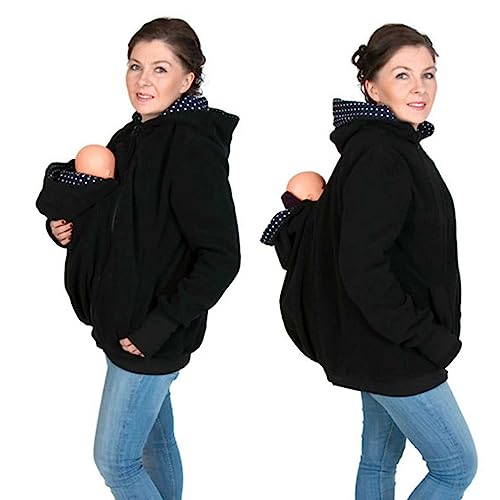 Image of 3 in 1 Multifunction Womens Maternity Kangaroo Hooded Sweatshirt for Baby and Mother, 3-XXL