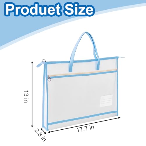 Hedume 3 Pcs A3 Project Bags, Clear Mesh Sewing Bag with Zipper, Handle & Pockets, Clear Mesh Design Art Supply Bag Artwork Storage Organize for Artworks, Charts and Teaching Material Multipurpose by Hedume - Used condition - Image 3