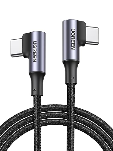 UGREEN USB C USB C Ladekabel 100W Doppelte Winkelstecker PD 3.0 PPS USB C Kabel 90 Grad 5A/20V kompatibel mit iPhone 16/15, M3 MacBook Pro/Air, iPad Pro/Air 2024, Galaxy S24 Ultra A55 usw. (1M)