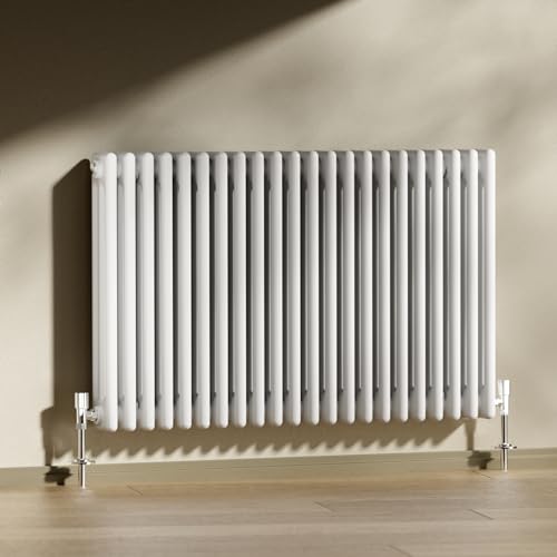 Heilmetz Column Radiator Horizontal Double, 600x1010mm Traditional Cast Iron Style 2 Column Radiators White Central Heating Radiator
