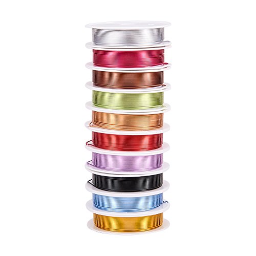 PandaHall Elite 10 Rolls Colored Aluminum Craft Wire 20 Guage Flexible Metal Artistic Floral Jewely Beading Wire 10 Colors for DIY Jewelry Craft Making Each Roll 16 Feet, Random Color