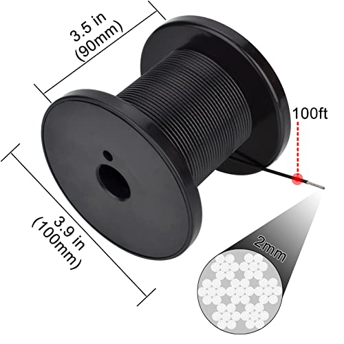 Cable de acero inoxidable 304 AccEncyc con vinilo negro anticaída 2